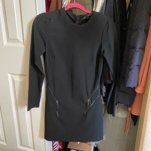 Zara Black Long Sleeve Dress with Zipper Details